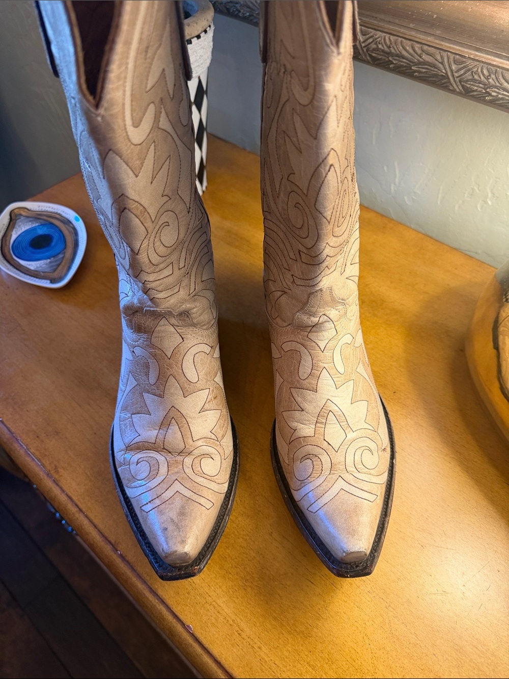 Old Gringo Taupe Embroidered Pointed-Toe Western Boots